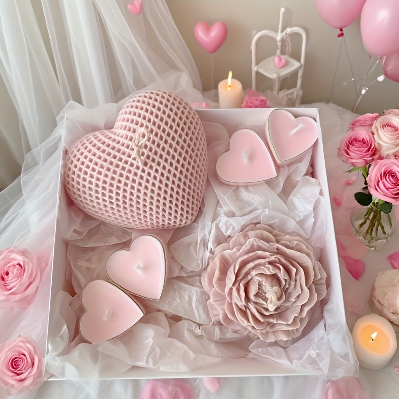 Bath Bomb Mold - 2pcs Peony Flower Woven Heart Silicone